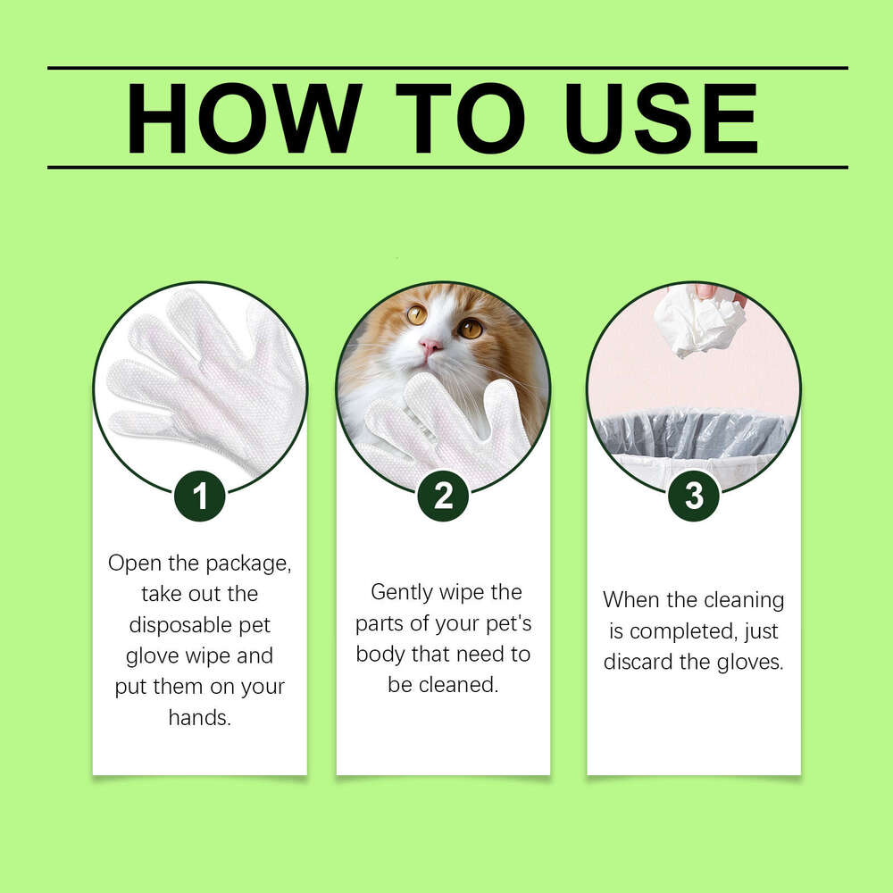 Yegbong Pet No-Wash No-Bath Cat Dog Body Dirt Odor Cleaning Gloves S260203