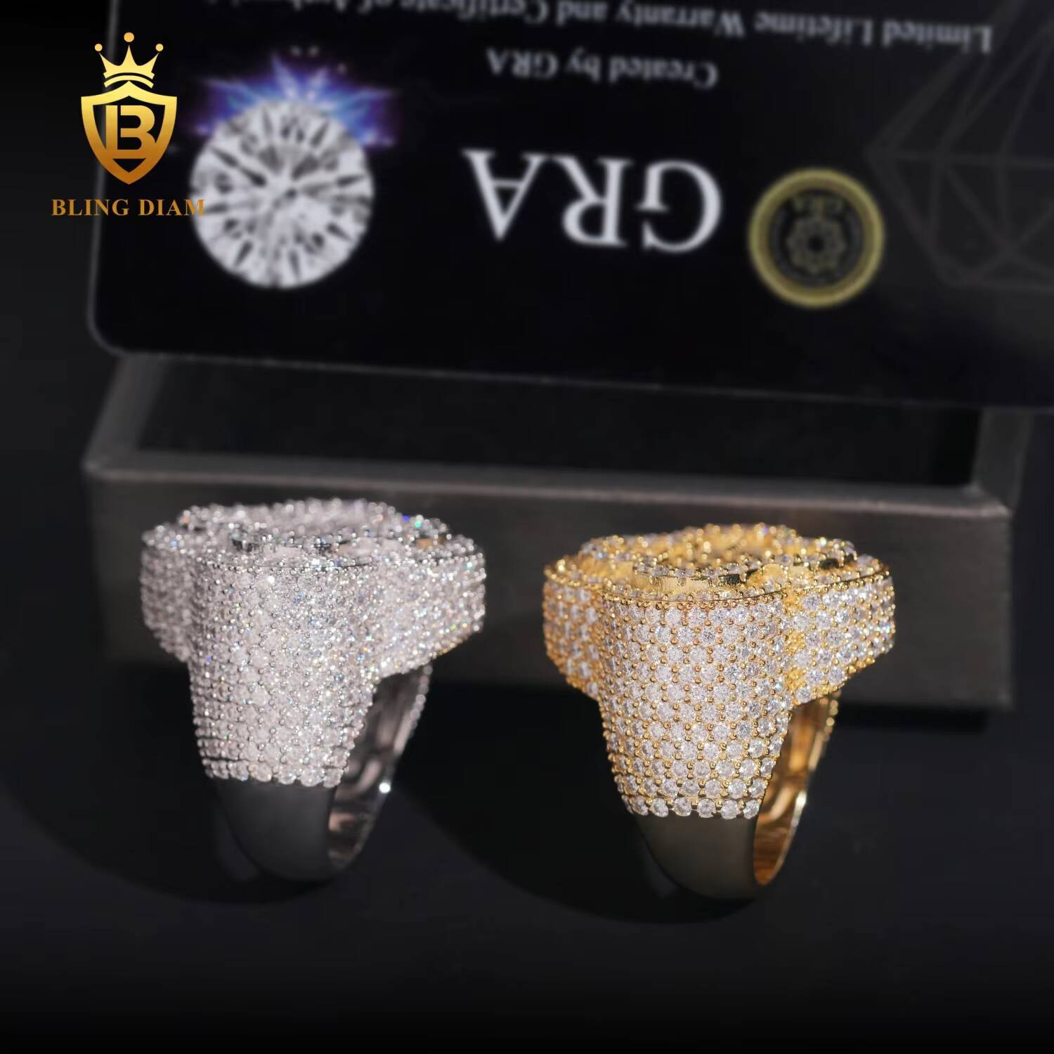 Hip Hop Jewelry 925 Sterling Silver Gold Plated Men Cuban 4 Four Leaf Clover Rings Vvs Moissanite Iced Out Pass Diamond Tester
