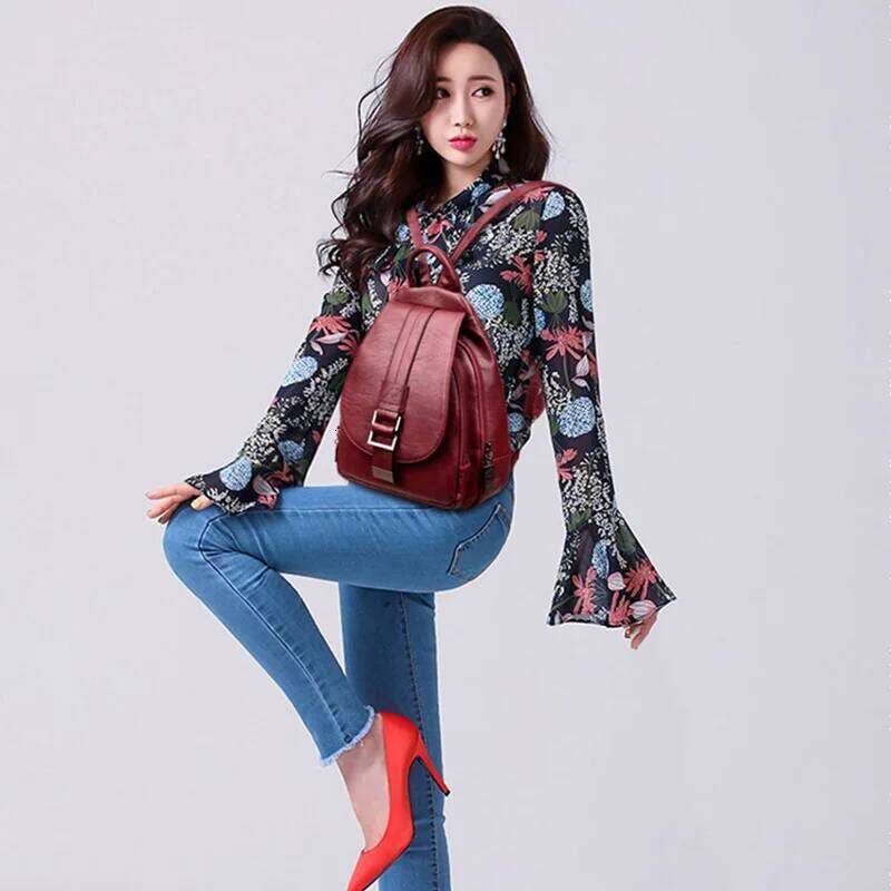 2021 Women Leather Backpacks Vintage Shoulder Bag Female Ladies Travel Backpack Mochila School Bags for Girls Bagpack Z260202