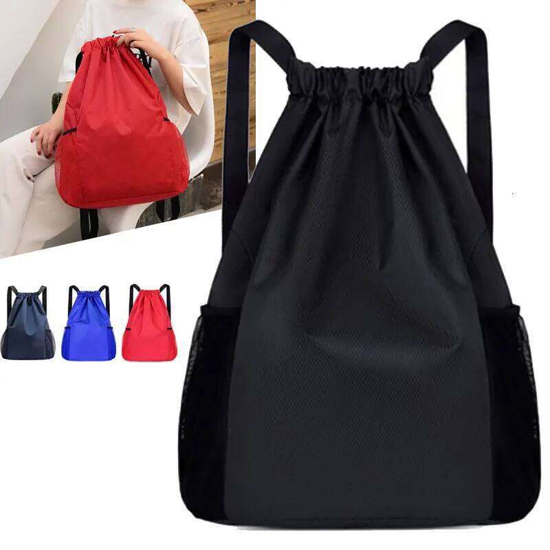 Men Women Pocket 2023 New Nylon Waterproof Backpack Large Capacity Drawstring Travel Fitness Sports Bag Z260204