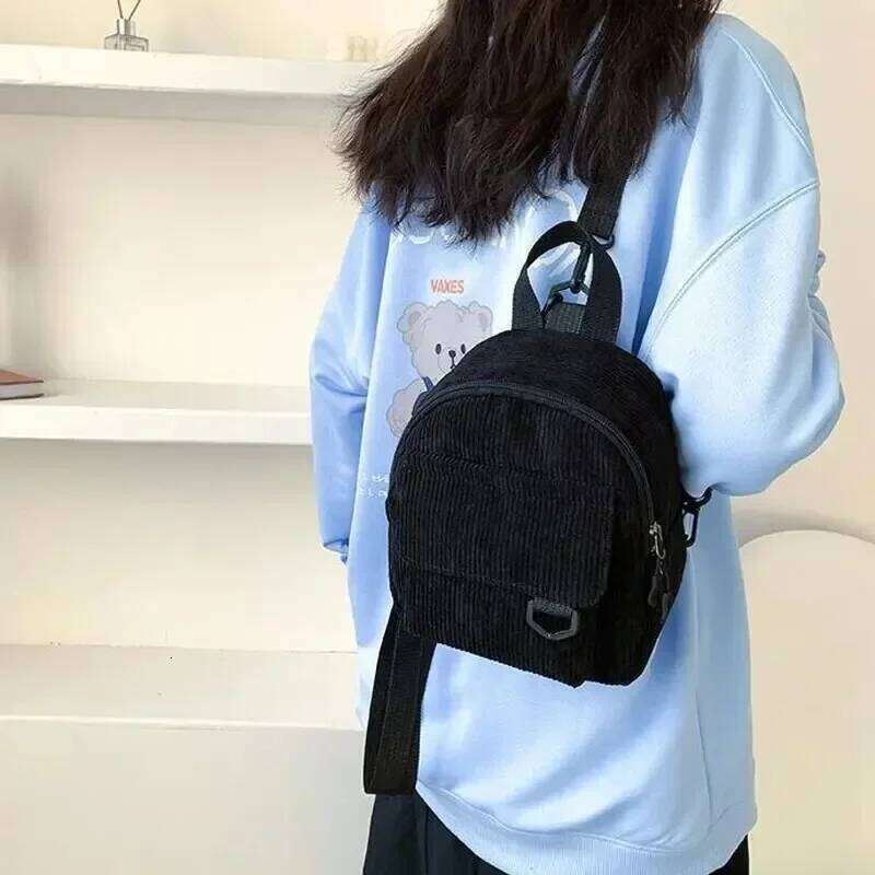 Travel Stylish Cute Commuting Makeup Bag Mini Women's Fashion Casual Corduroy Student Small Backpack Z260204