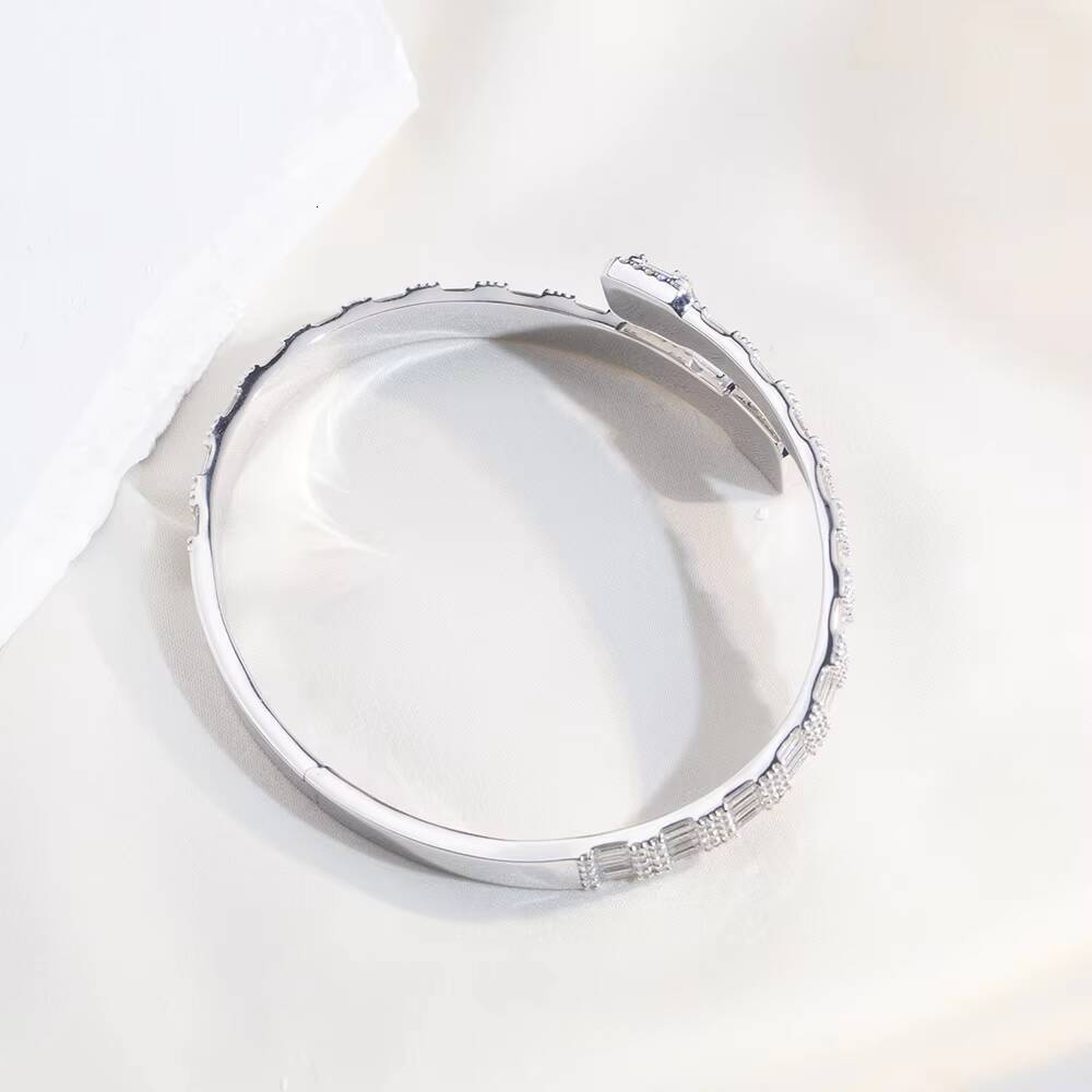 Fine Jewelry Custom 10K White Gold Round Cut Lab Diamond Bangles for Women Gift