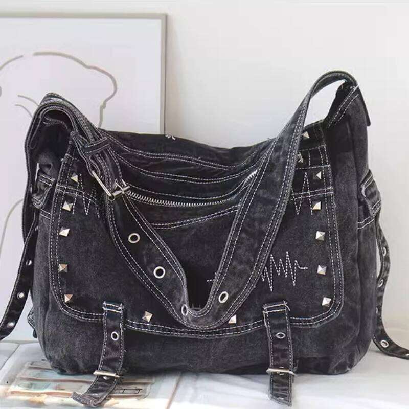 Y2k Aesthetic Trendy Grunge Denim Bag High-capacity Vintage All Match Women's Handbags Korean New Casual Shoulder Crossbody Bags C260204