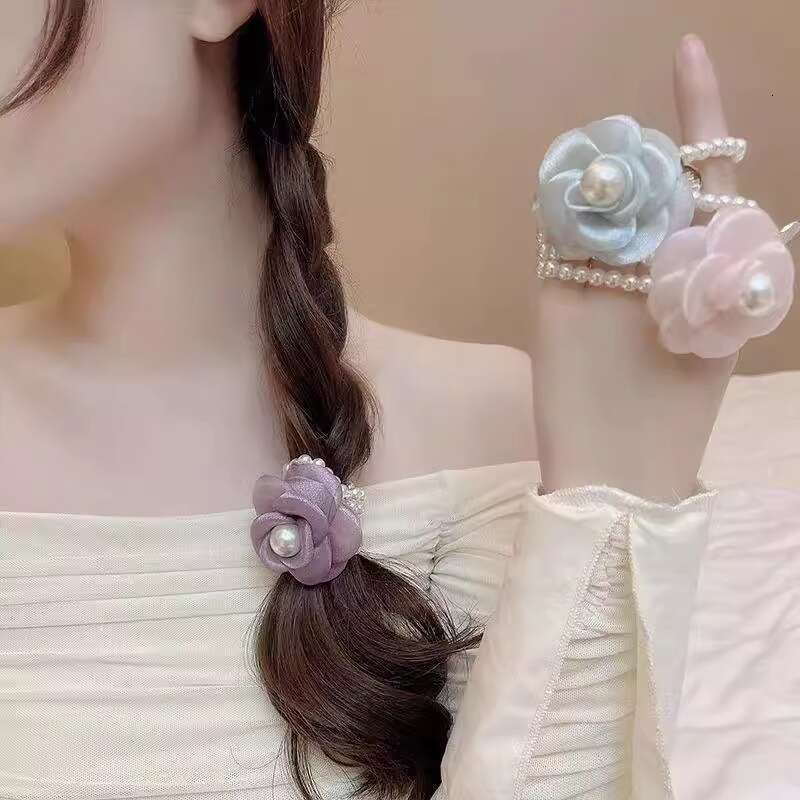 Camellia Ring Bracelet Summer Fresh Pearl Floral Hairband Stylish Multifunctional Bracelet