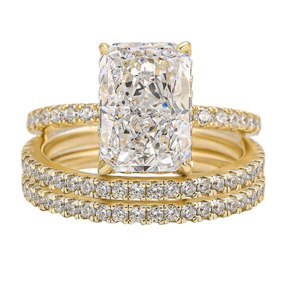 4CT Gorgeous Sparkling luxury Jewelry 925 Sterling Silver Fill Radiant Shape Lab Moissanite Diamond Party Elegant Women Wedding Engagement Bridal Ring