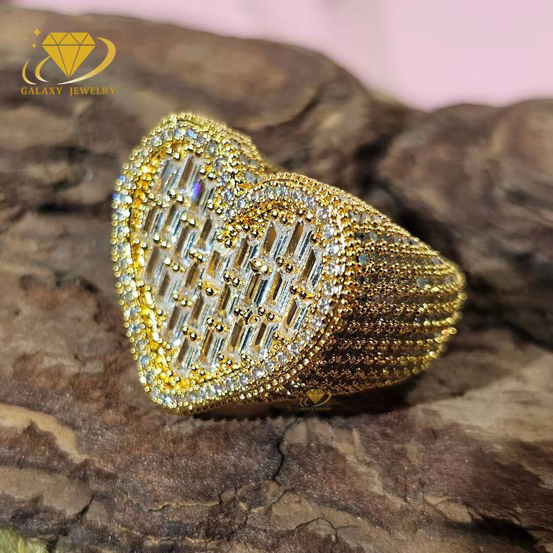 Fine Jewelry Fashion Heart Shape Ring Women Iced Out Moissanite 925 Silver Gift Custom Diamond Heart Finger Rings