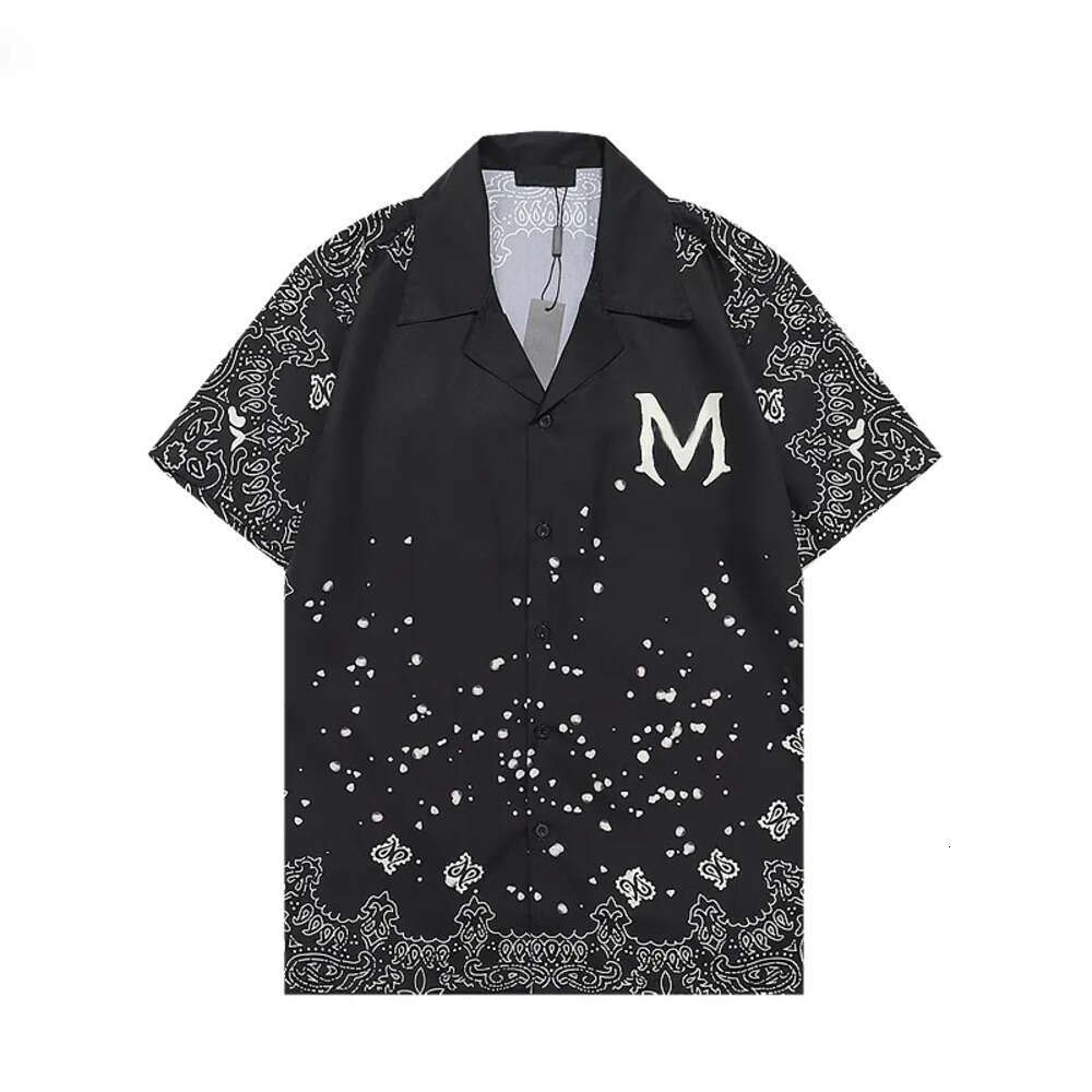 Designer amirijeane Mens Button Print Shirts 26Ss Luxury Summer Fashion Drying Shirt Splash-Ink amirishrit Letter Print Design Casual Beach Polo amira Clothes 791
