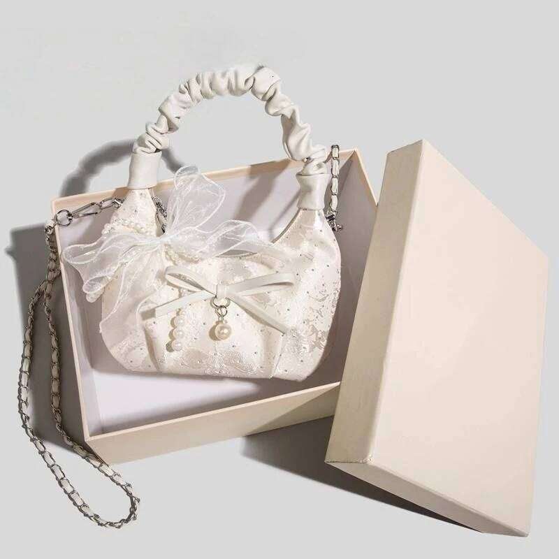 Bow Chain Handbag Fashionable Folds New Niche Design Messenger Versatile Bag Exquisite Simple Leisure Personality Fashion C260204