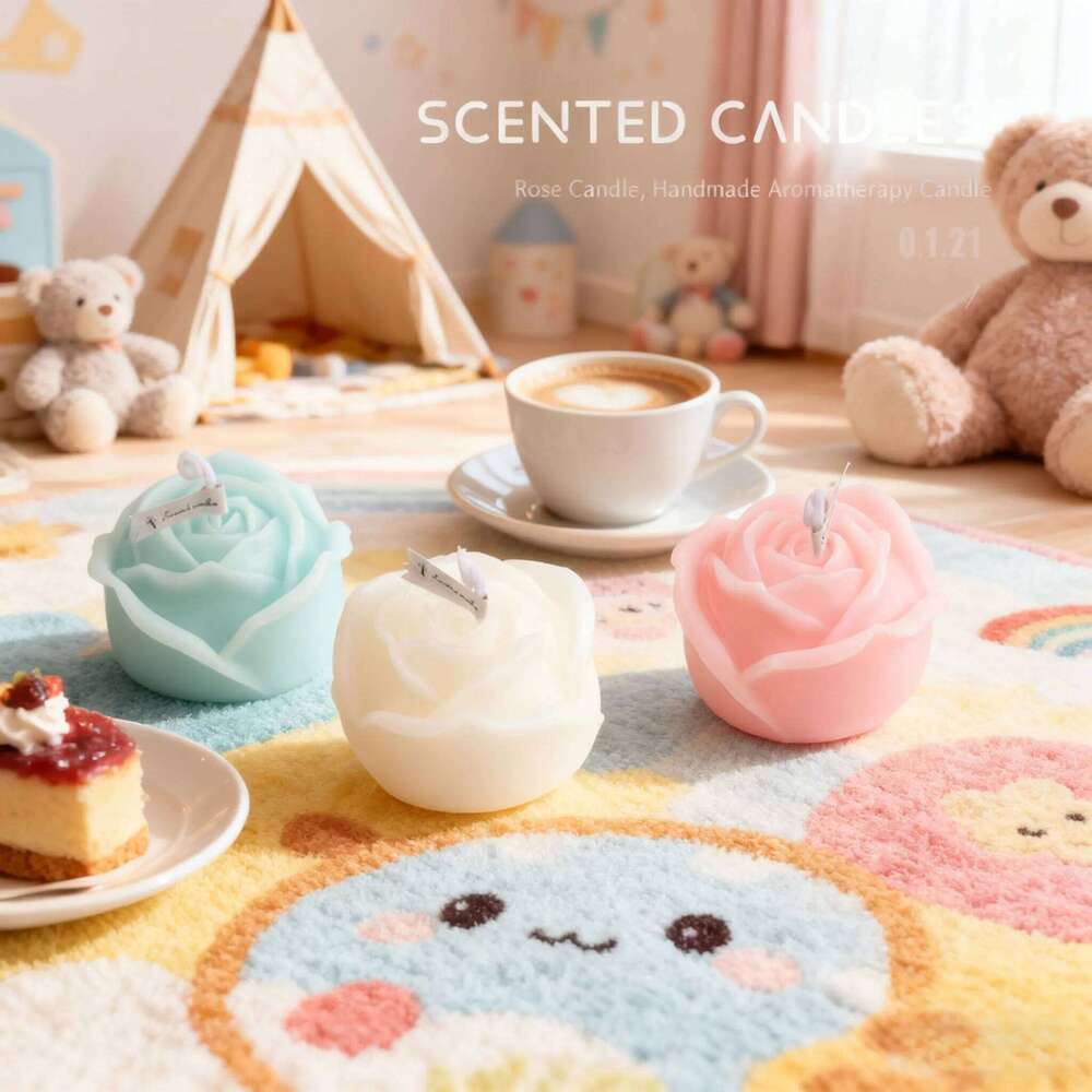 Rose Scented Set, Floral Shaped Aromatherapy Candle Gift for Wedding Bridal Shower Birthday Party, Creative Home Decor S260204