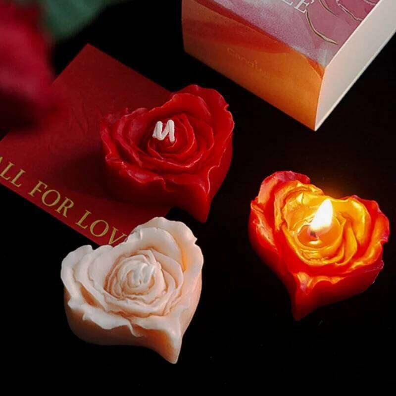 1pc Valentine's Day Scented Red Pink Rose Heart Candle Proposal Engagement Anniversary Party Gift Decoration ornament S260204 4c9