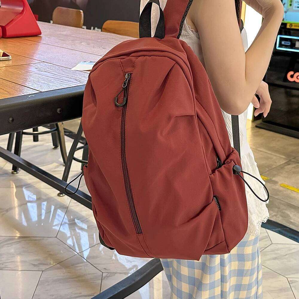 Korean Style Simple Solid Color Zipper Computer Backpack, School and Commuting Backpack Z260204