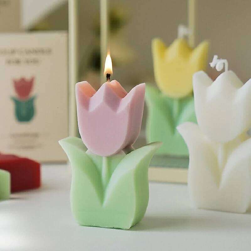 Cute Tulip Scented Simulated Plant Shapes, Handmade Diy Candles, Party Decorations, Christmas And Birthday Gifts S260204 2ea