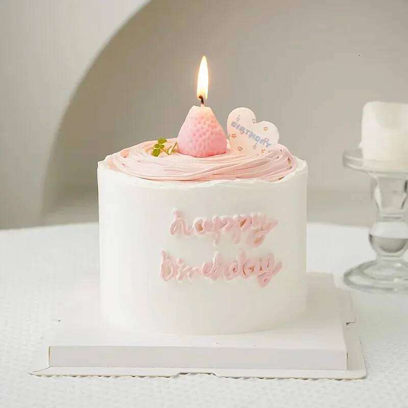 4pcs/1pc Strawberry Soy Wax Aromatherapy Scented Fruit Candles Birthday Cake Topper Party Home Decoration Room Accessory S260204