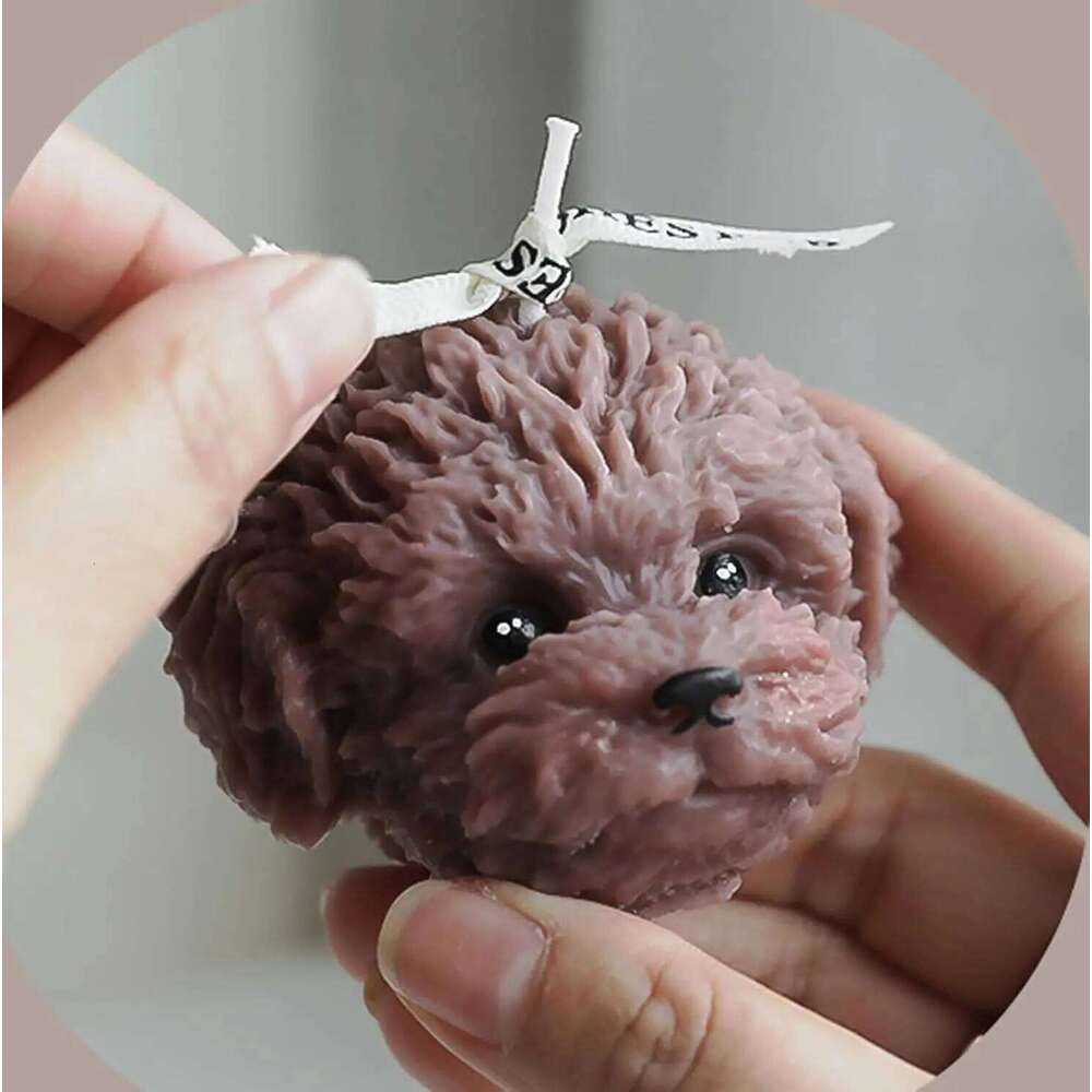 3D Teddy Dog Head Scented Cute Puppy Animal Aromatherapy for Home Decor Natural Soy Wax Candles Holiday Gifts S260204