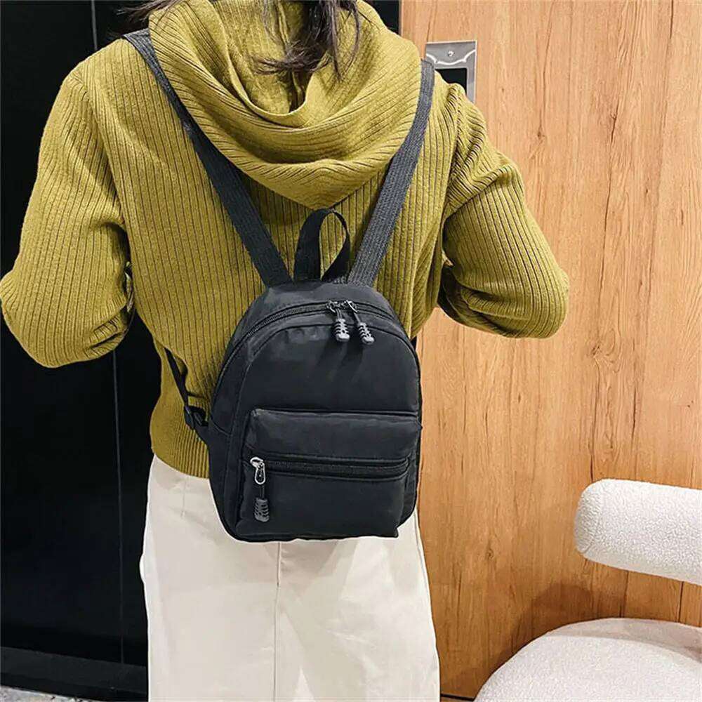 Korean Nylon holographic backpack Women Casual Solid Color Small Schoolbag Travel For Teenager Student School Bag Back Z260204