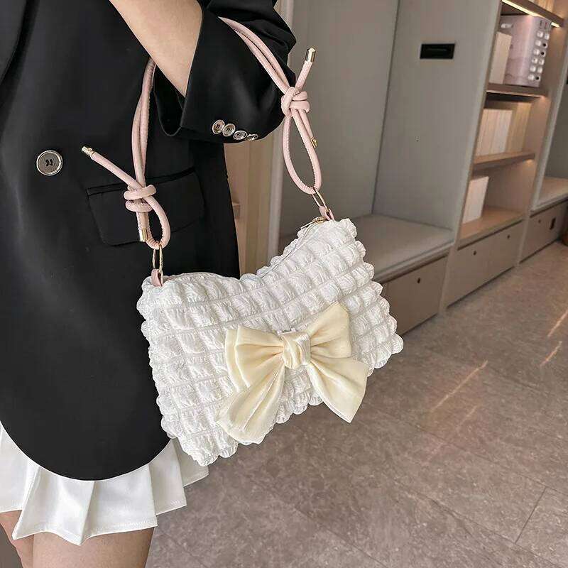 Fashion Shoulder Lovely Bow Tote Handbags Casual Under Arm Female Crossbody Bags Bowknot Purse Bag for Women C260204