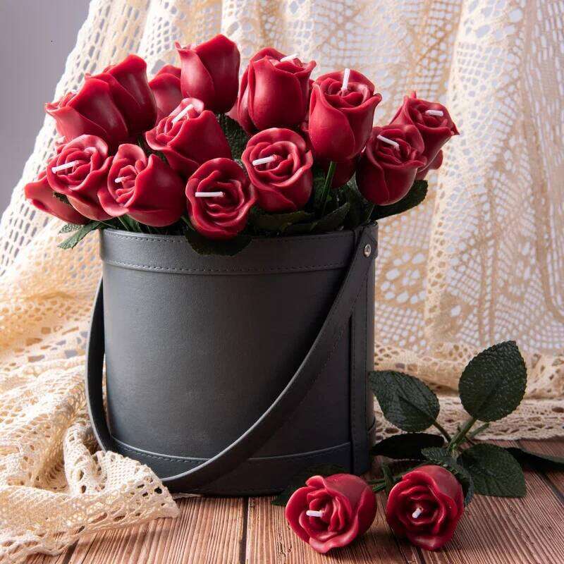 Rosette Scented Candles, Simulated Flower Home Wedding Party Decorations, Desktop Perfume Accessories, Holiday Birthday Gifts S260204