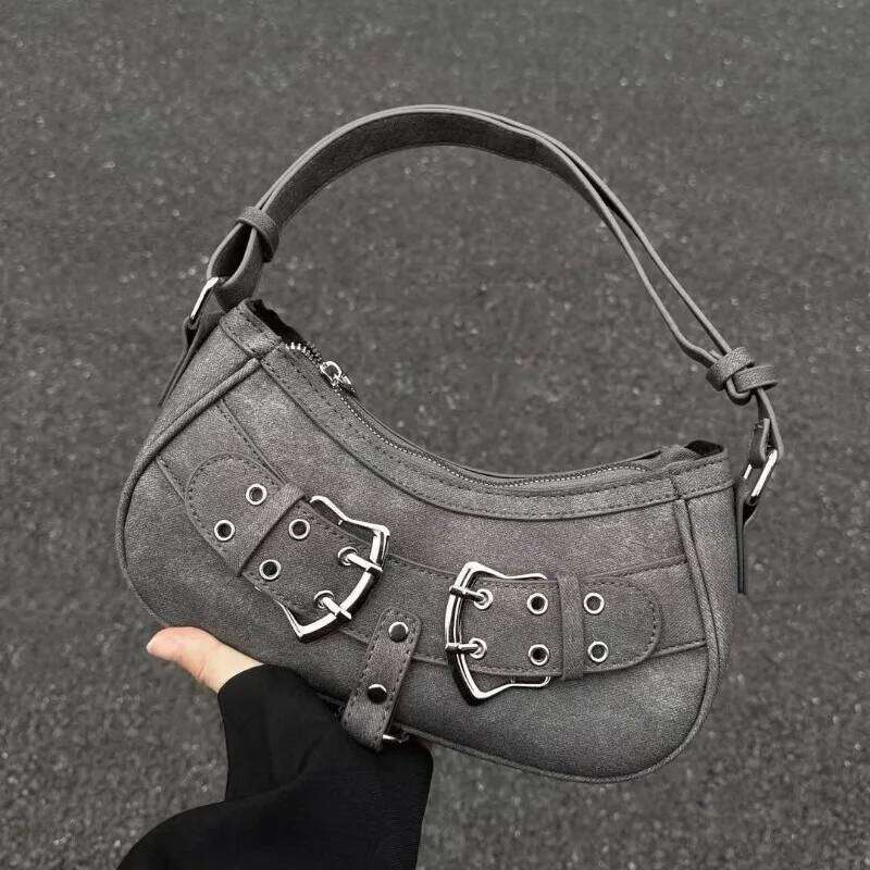 Sweet Cool Denim Grey Shoulder Women Y2k Grunge Hot Girls Casual Handbag Lady Vintage Versatile Underarm Bag Autumn bolsas C260204