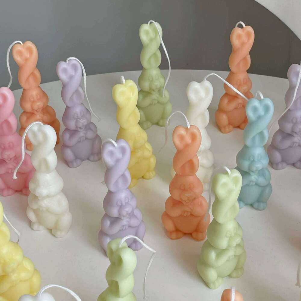 Long Ear Braided Bunny Candle, Ins Aesthetic Home Decor Gift, Cute Soy Wax Figurine for Bestie Girlfriend, Party Favor Souvenir S260204
