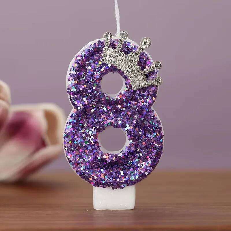 New handmade production Purple crown Birthday Candles number 0-9 Princess cake decoration candles Anniversary Party decorations S260204