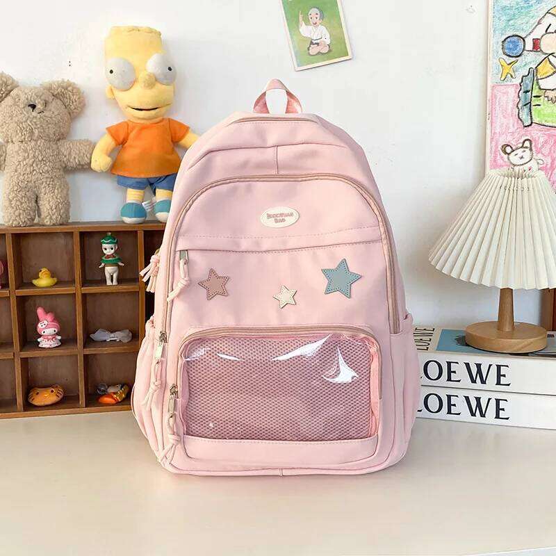 Japanese Y2k Aesthetic Transparent Backpack Women Students Casual Kawaii Star Schoolbag Girl High-capacity Preppy Backpacks Z260204