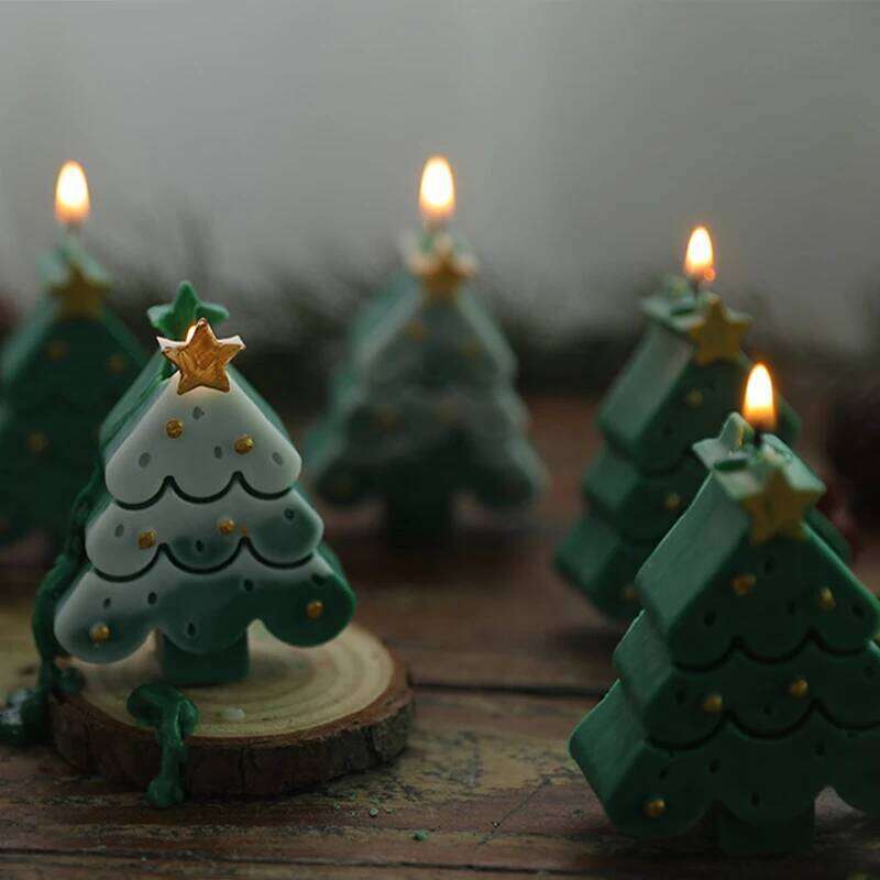 Multi-color Tree Candle Ornament Romantic Christmas Gifts General Candles Xmas 2026 New Year Creative Dress Up Plugin S260204