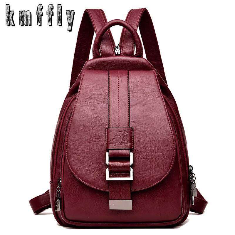 2021 Women Leather Backpacks Vintage Shoulder Bag Female Ladies Travel Backpack Mochila School Bags for Girls Bagpack Z260204