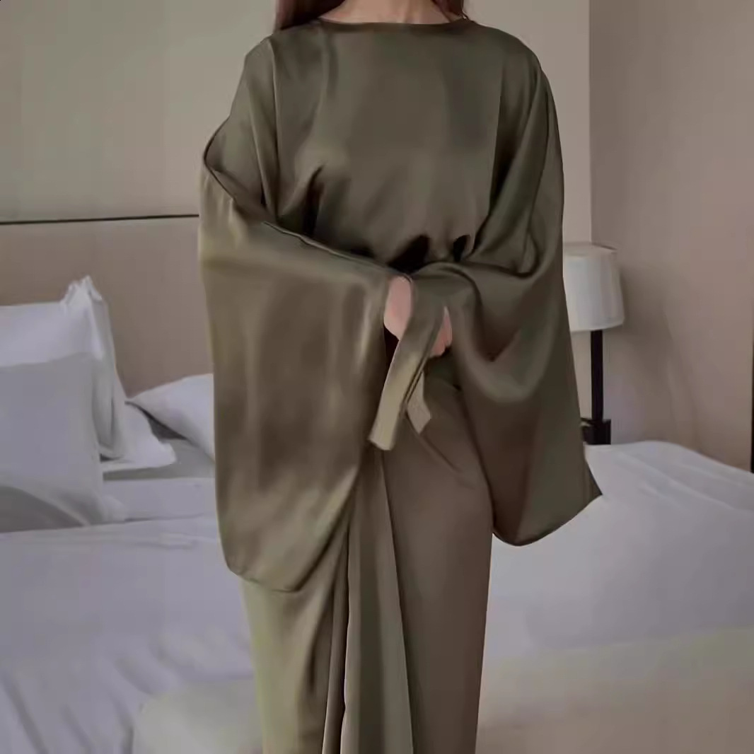 Long Sleeve Loose Robes For Women Elegant O Neck High Waist Slim Long Dress Ladies Club Evening Party Gowns 241031