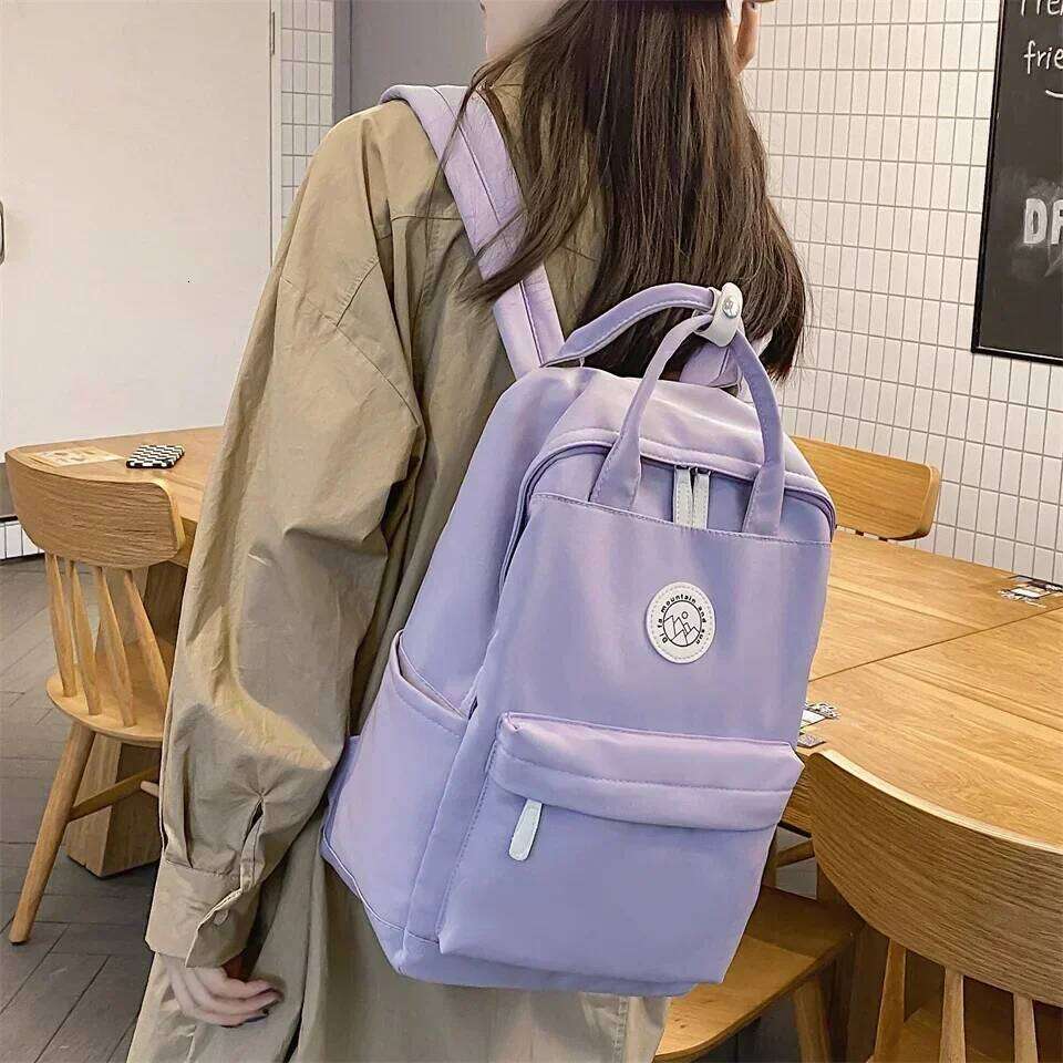 Fashion Women For Teenagers Black Portable School Bag Female Business Travel Backpack Girls Waterproof Nylon Mochila Z260202
