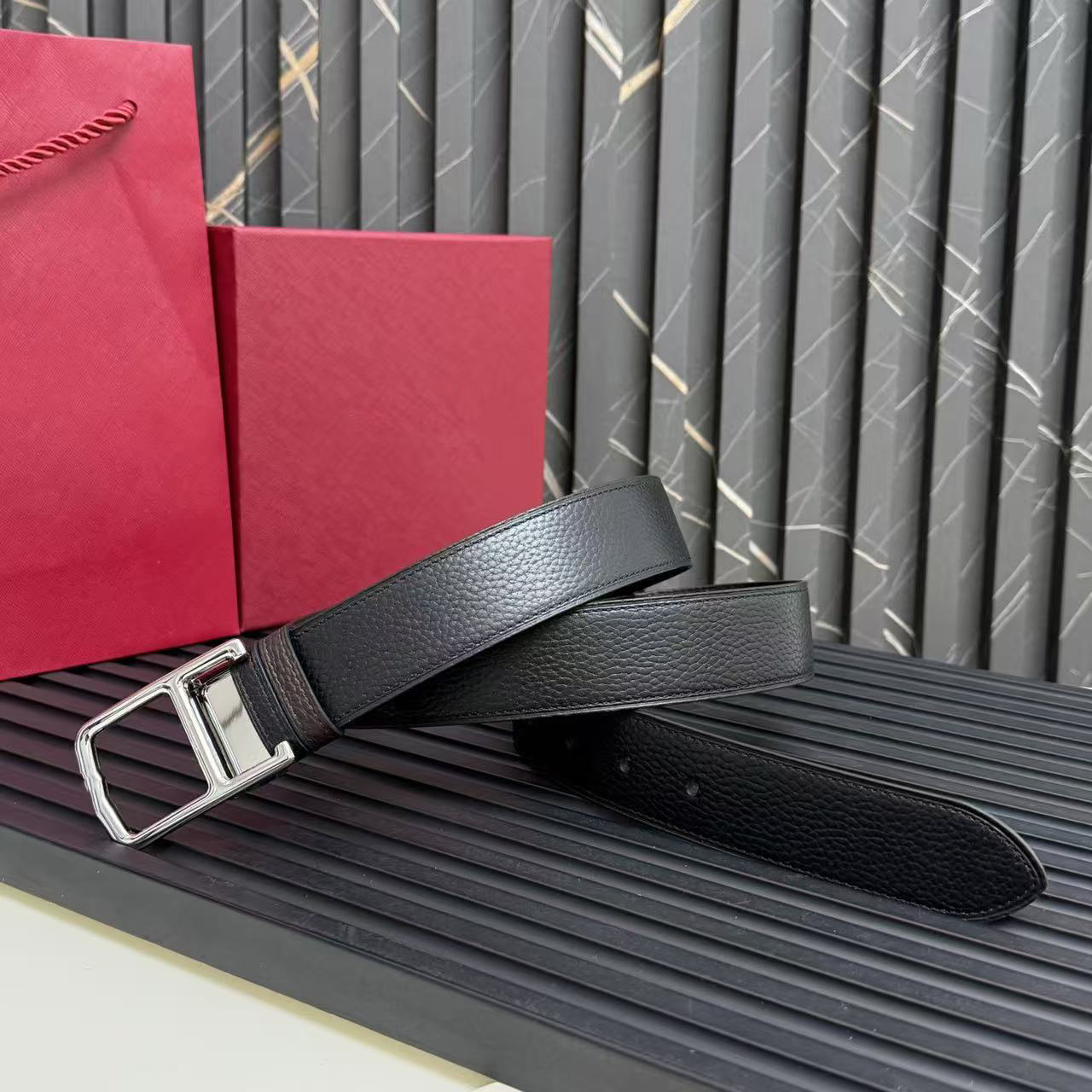 new fashion designer belt for men top quality luxury brand genuine leather belt Palladium plated decorative needle buckle belt Versatile for Business and Leisure