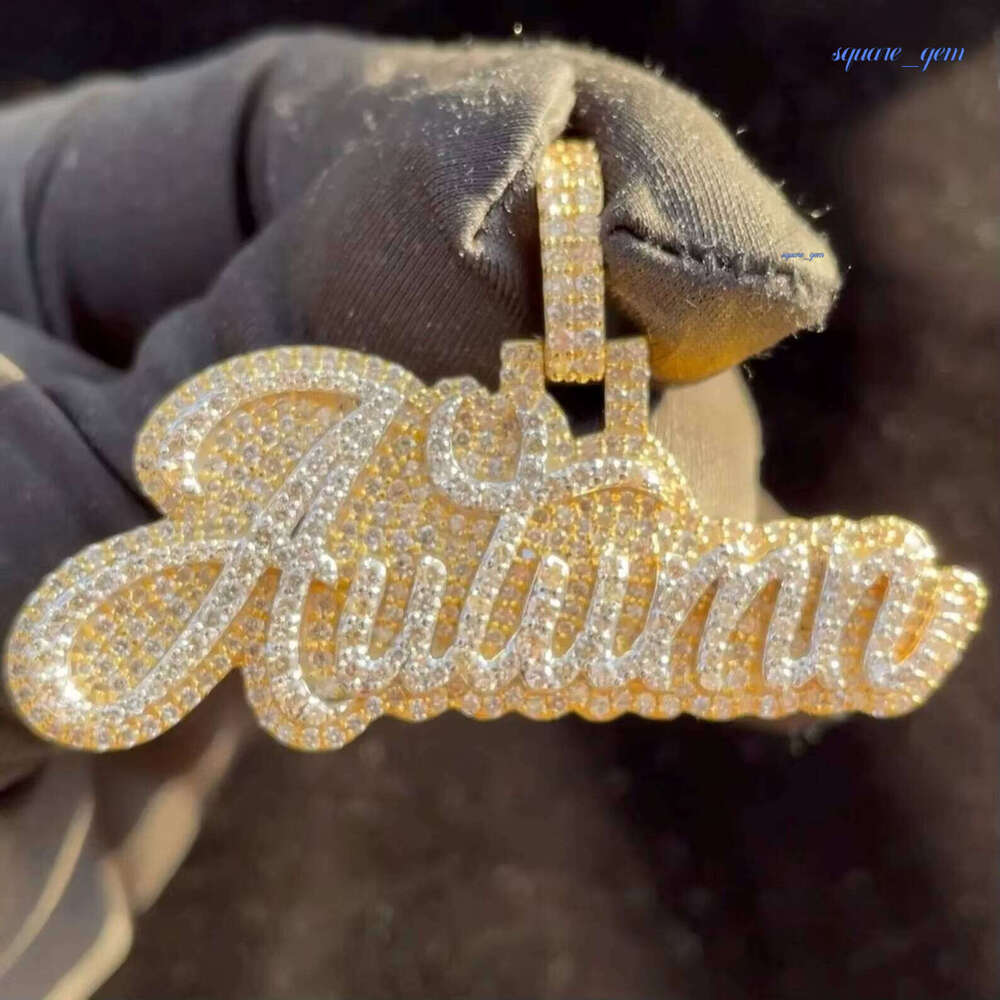 Top Seller GRA Certified VVS Moissanite Diamond Custom Name Pendant Necklace With Gold Plated 925 Silver Jewelry At Low Price