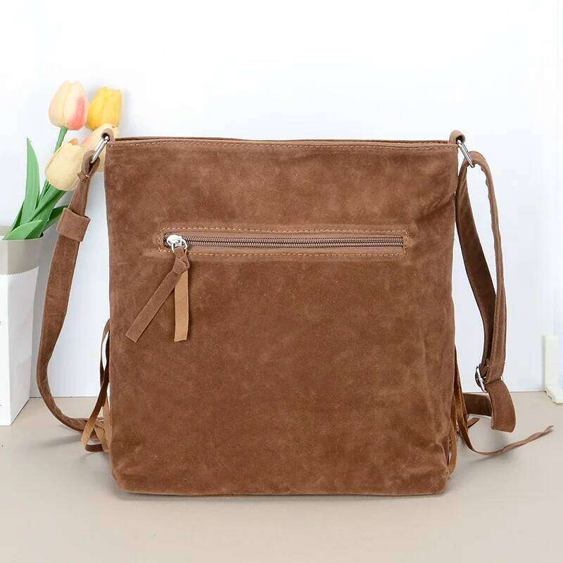 Large Capacity Fringe Bag Women, Faux Suede Crossbody Bags, Casual Lady Handbags Tassel Shoulder Bags For Daily Used & Gift C260204