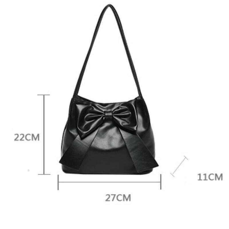 Large-capacity Bowknot Tote Underarm Bag for Women Black Fashionable Hong Kong Style, Foreign and Stylish, All-match Shoulder B C260204