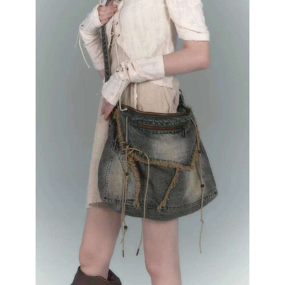 Washed Denim Jeans Casual Totes for Women Shoulder Bags Soft Student Large Capacity Vintage Shopping Bag Female Handbags C260204