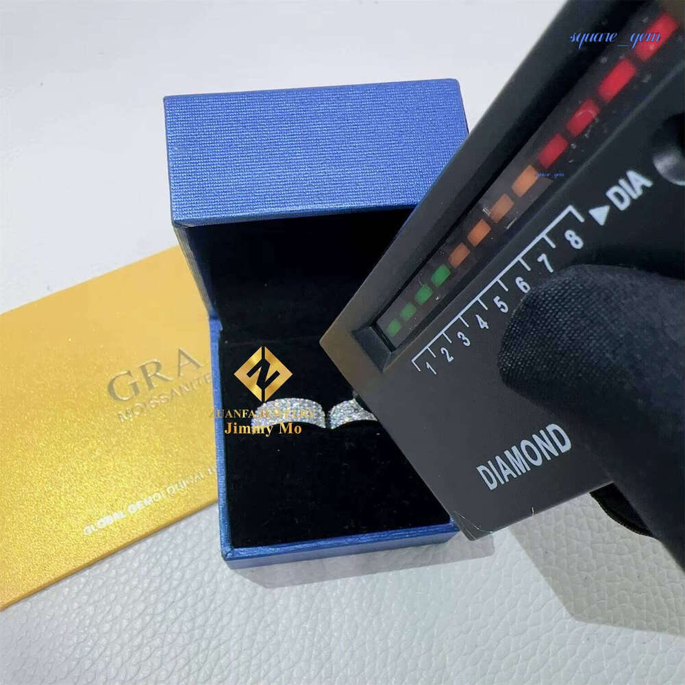 Pass Tester 3Rows Hip Hop Iced Out Style Jewelry 925 Silver Vvs1 Moissanite Diamond Hoop Earrings Man - view 3