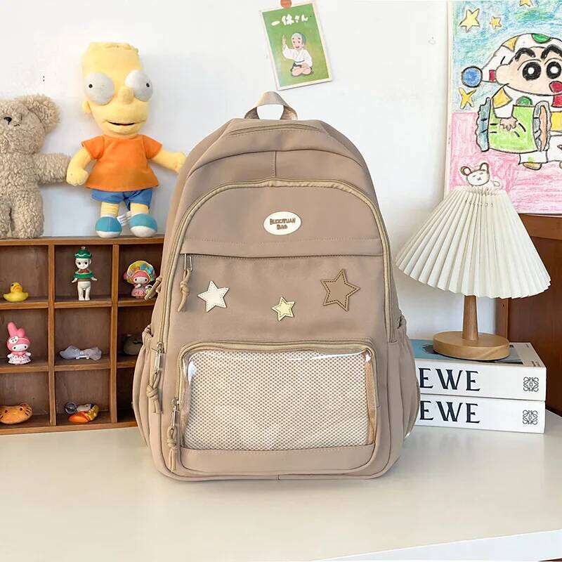 Japanese Y2k Aesthetic Transparent Backpack Women Students Casual Kawaii Star Schoolbag Girl High-capacity Preppy Backpacks Z260204