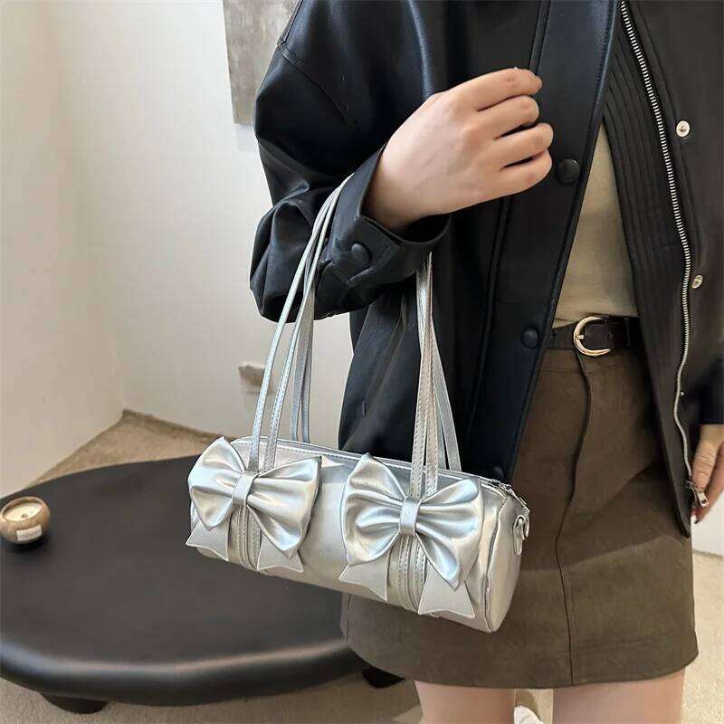 Bow Crossbody Women Fashionable Adjustable Strap Small Handbag with Zipper for Work Travel Shoulder Bag C260204