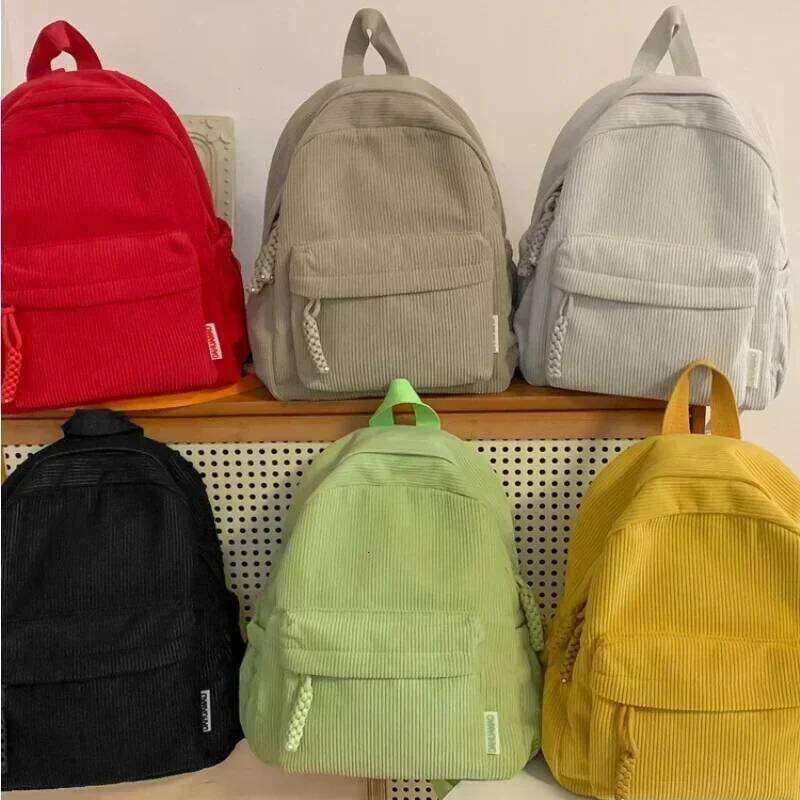 Stylish Corduroy Backpack Women Large Capacity School Bag, Durable Zipper, Minimalist Casual Daypack for Work & College Z260202