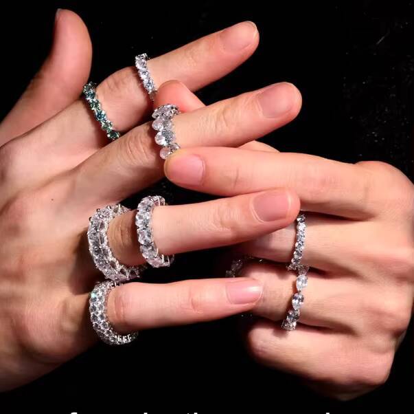 LusterFactory S925 Sterling Silver VVS D Color Index Finger Diamond Moissanite Ring Width 3mm Women Ring Simple Band