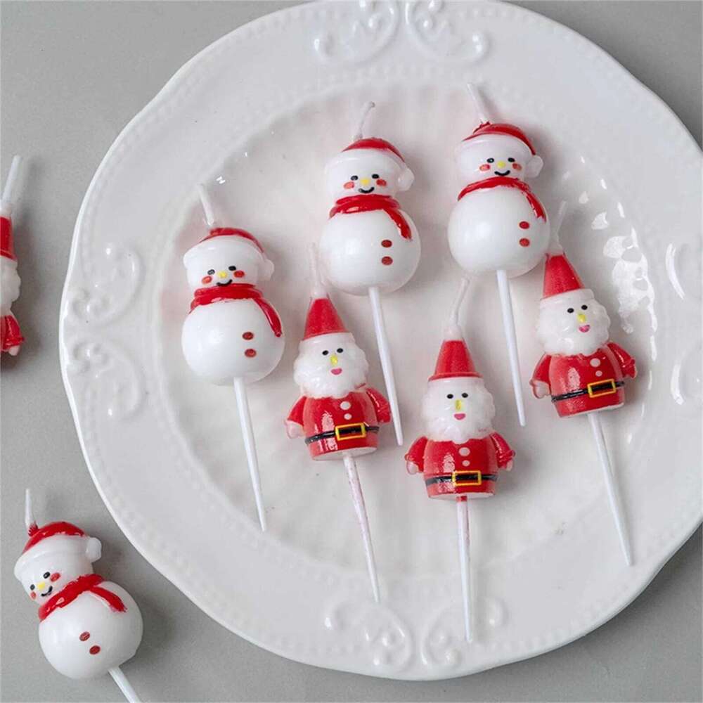 Candle Cake Decorations Snowman Candles Birthday Party Festival Decoration Christmas Eve Romantic Ornament Decor S260204