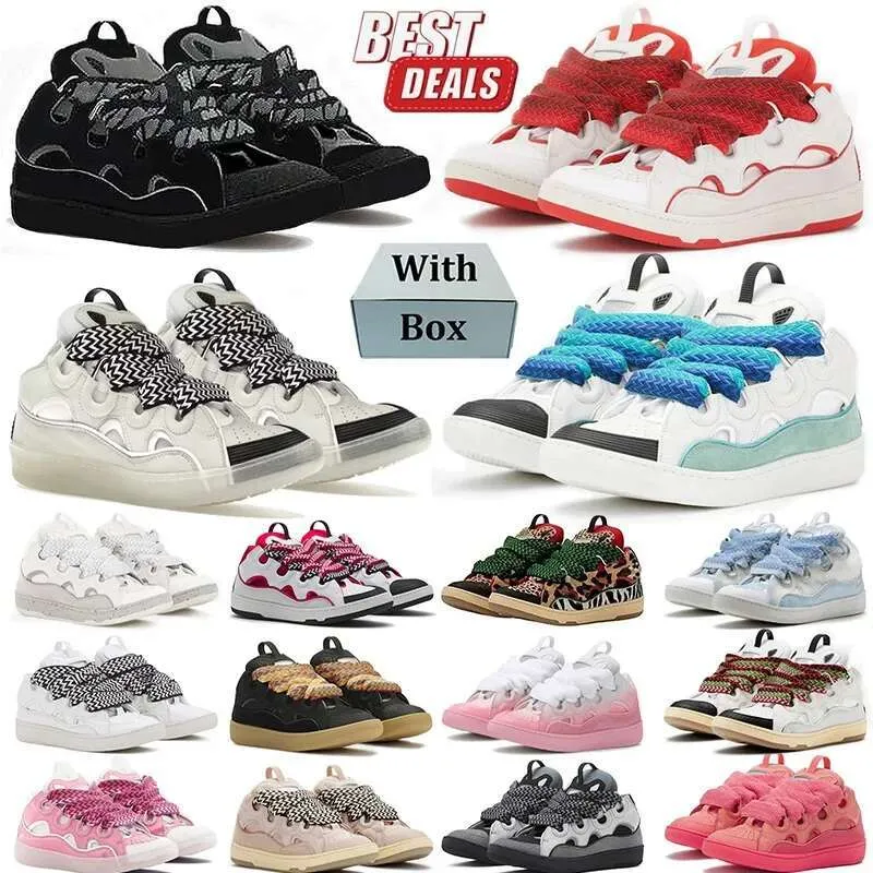 Fashion Designer lavens Curb Leather Sneakers Casual Dress Shoes Mens Womens Denim black brown Pink wheat Ivory Platform Rubber Sole Trainers With Box size35-45