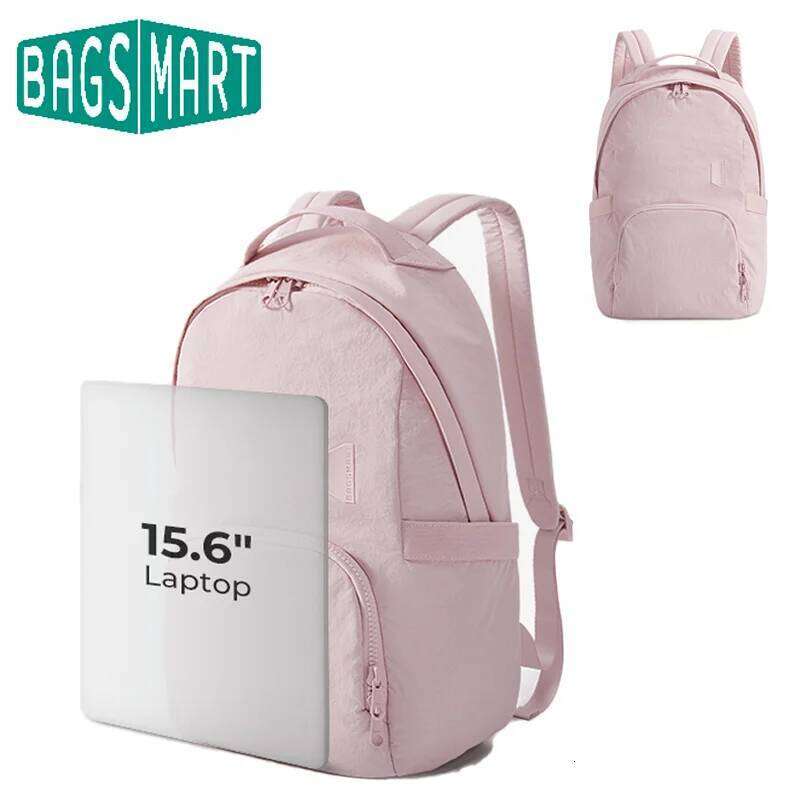 BAGSMART Girl School Bags Nylon Large Capacity Women Travel Backpack Lightweight Solid Color Simple Student Schoolbag Z260204