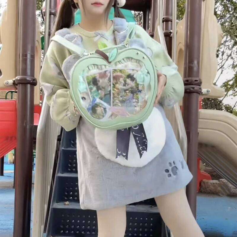 Sweet Girls Backpack New Cute Apple Shape Itabag Niche Design Handheld Crossbody Fashion Hot Sale Transparent Doll Leisure Bags Z260204