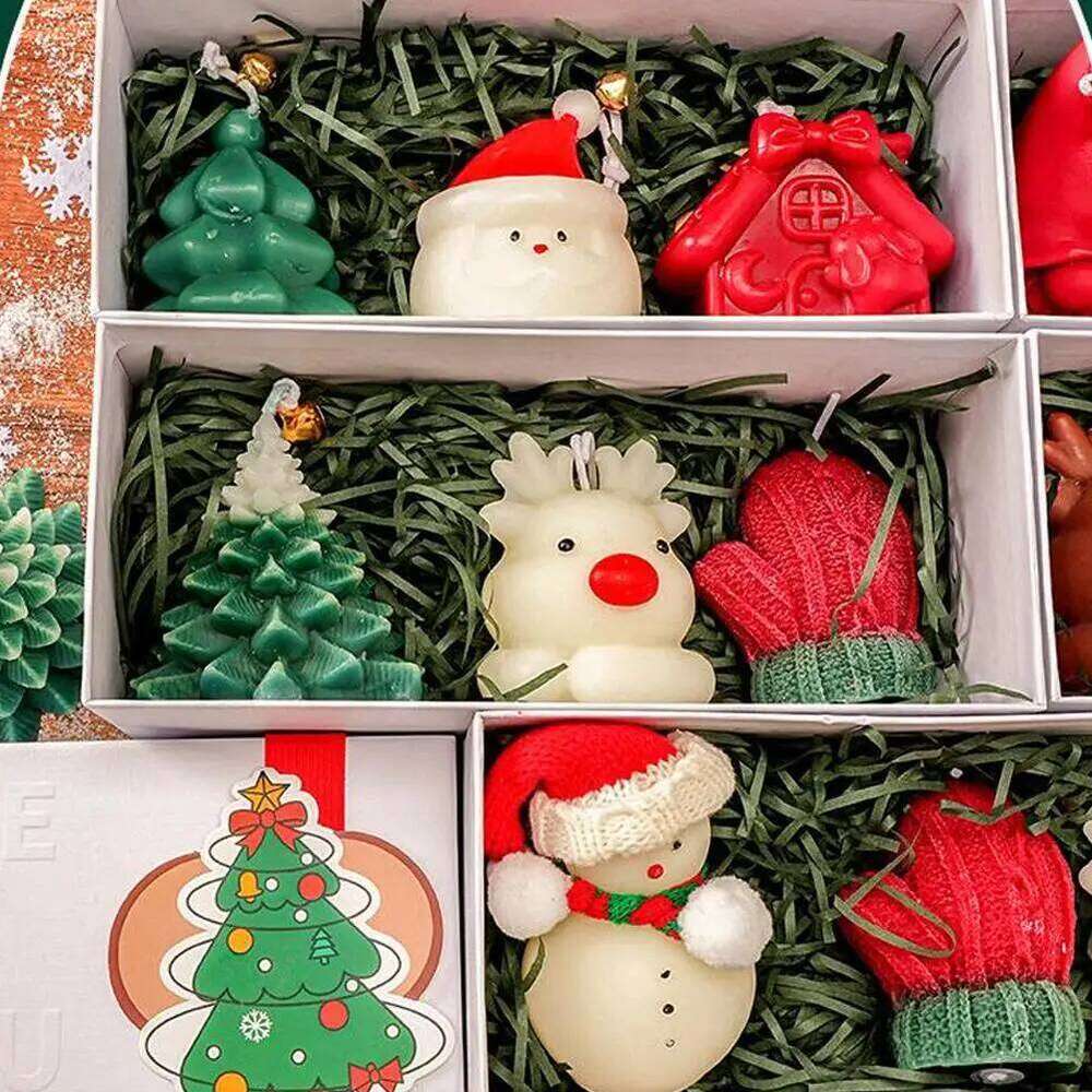 Christmas Scented Candle Deer Tree Shape Handmade Creative Aromatherapy Gift Box For Holiday Party Decoration Present S260204