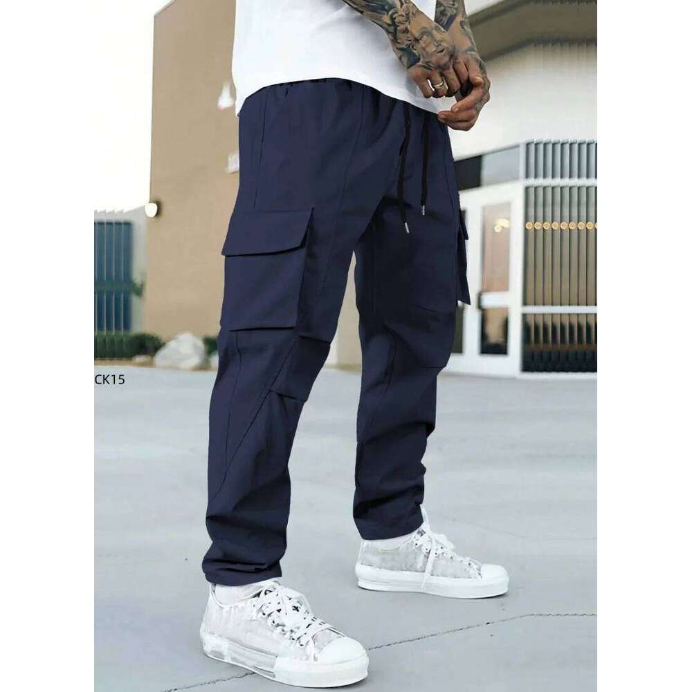 Men's Cargo Pants Multi-pocket Waterproof Wear-Resistant Casual Training Trousers Comfortable Breathable Overalls Clothing 26W0204