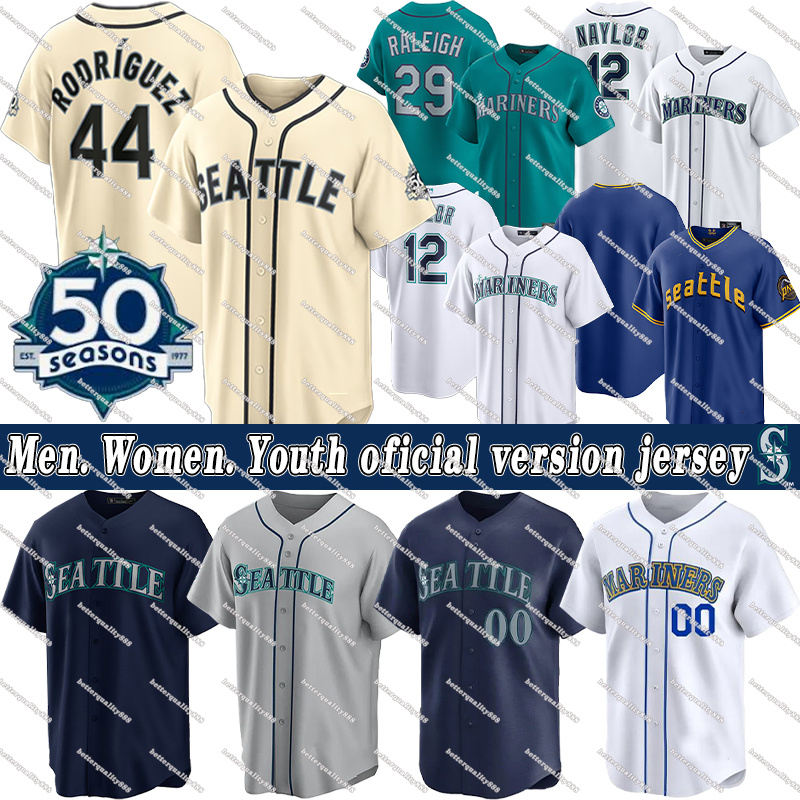 Custom City 50th Mariners Jerseys #44 Julio Rodriguez #3 J.P. Crawford #17 Mitch Haniger Cal Raleigh Luke Raley Randy Arozarena George Kirby Baseball Jerseys