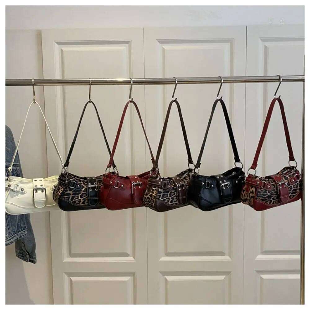 Classic PU Shoulder Bags Large Capacity Retro Underarm Leopard Print Handheld Bag Women Daily Use C260204