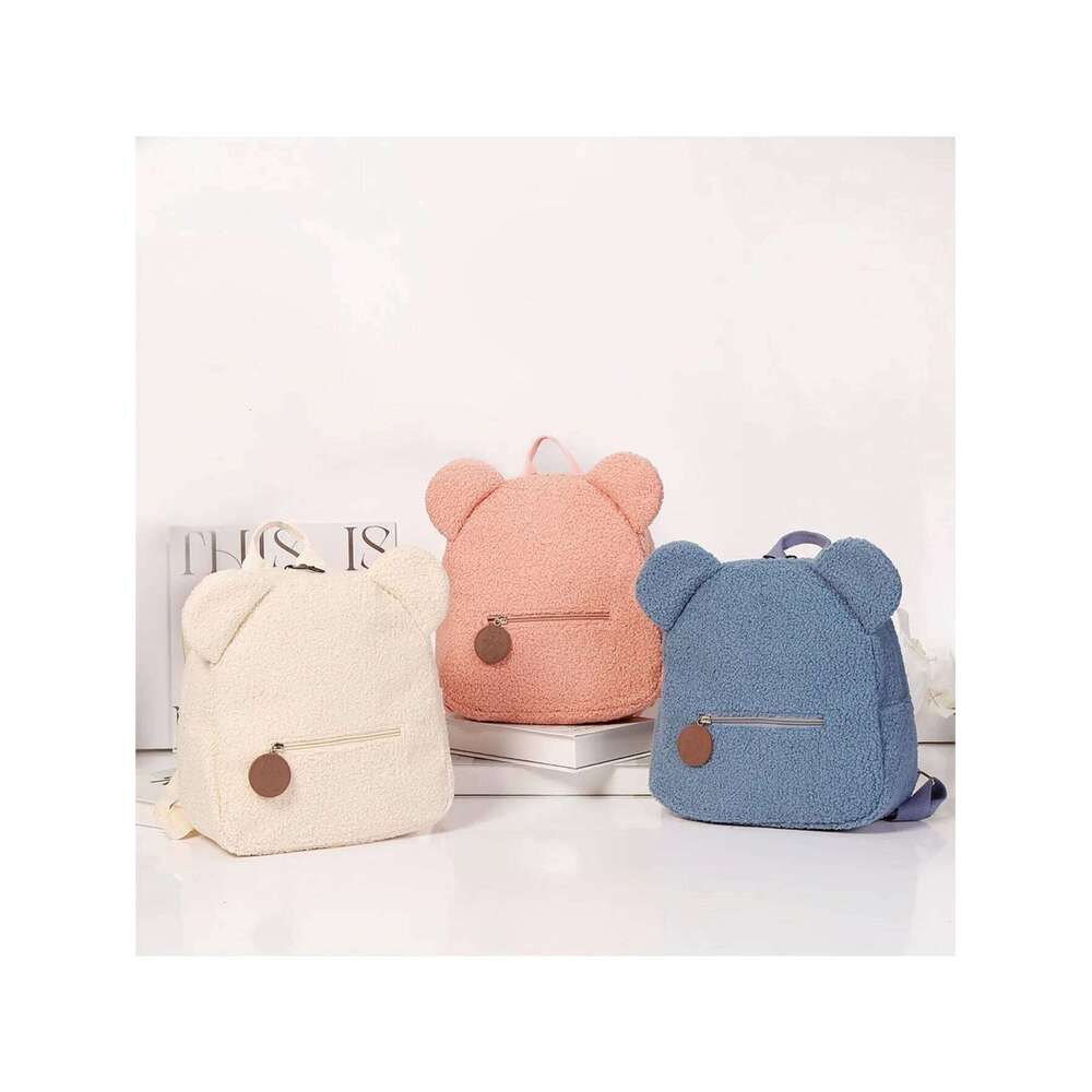 Plush Women Sweet Travel Cute Cartoon Children's Gift Bag Fashionable Leisure Small Bear Ear Backpack Z260204