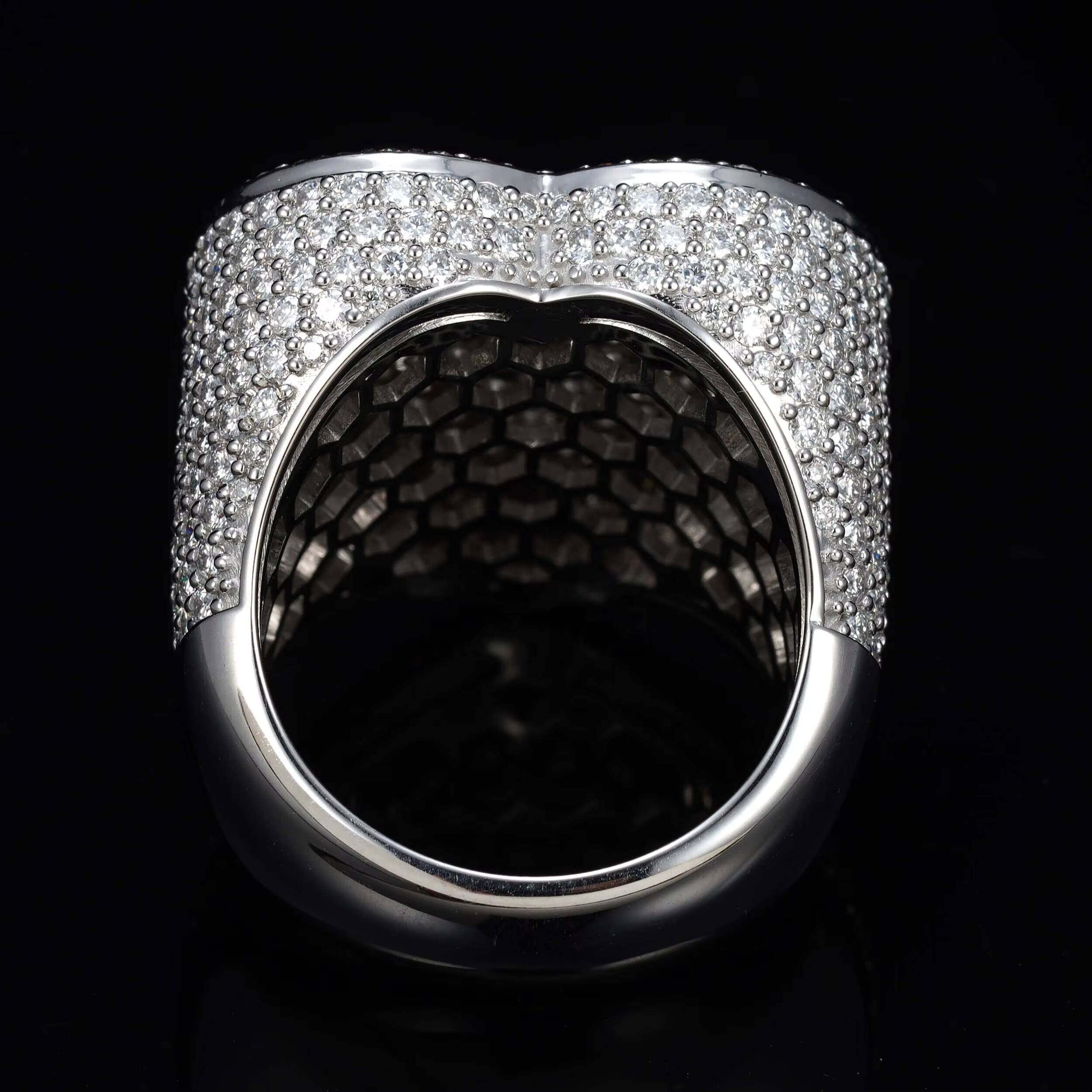 GRA Pass Diamond Tester Real Gold 10K White Gold Heart Shaped VVS Moissanite Men Ring