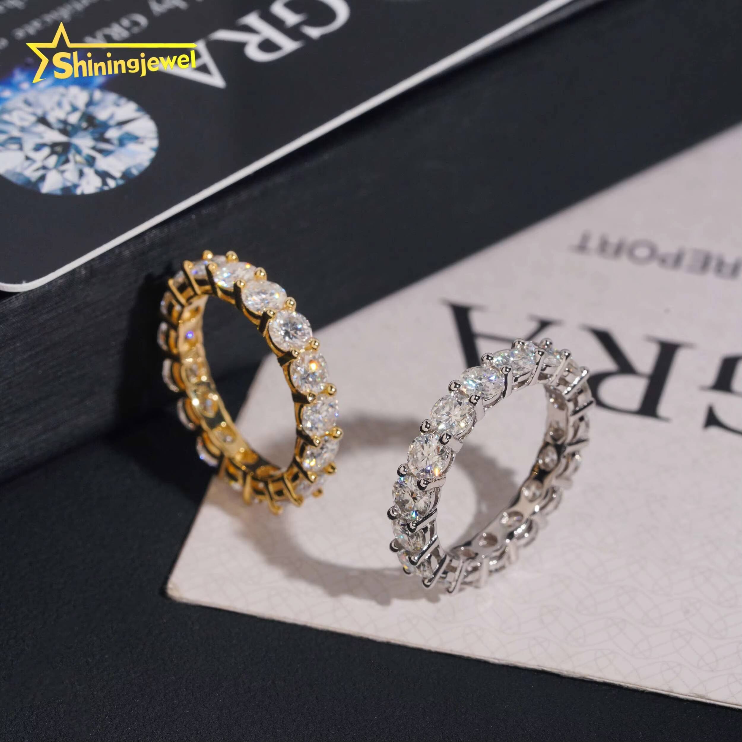 Fancy Jewelry Diamond Ring 925 Sterling Silver Hip Hop Moissanite Stacking Rings Couple Love Rings